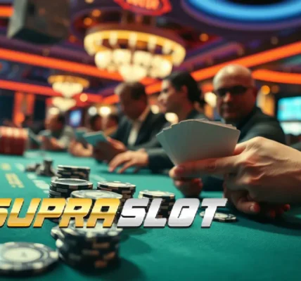 supraslot casino logo and poker table